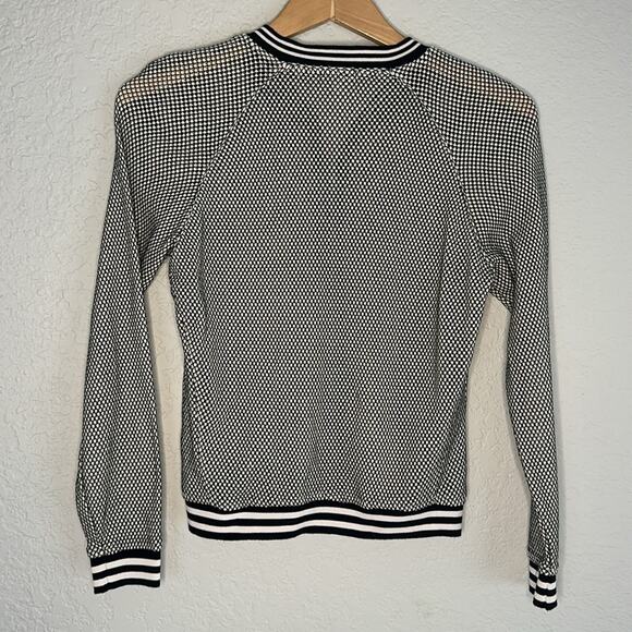 Juicy Couture Mesh Bomber Full Zip Jacket Black White Small Varsity Sporty Prep - Picture 7 of 8